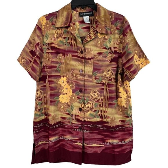 Sag Harbor Womens Shirt Floral Button Front Blouse Size 12 - Picture 1 of 8